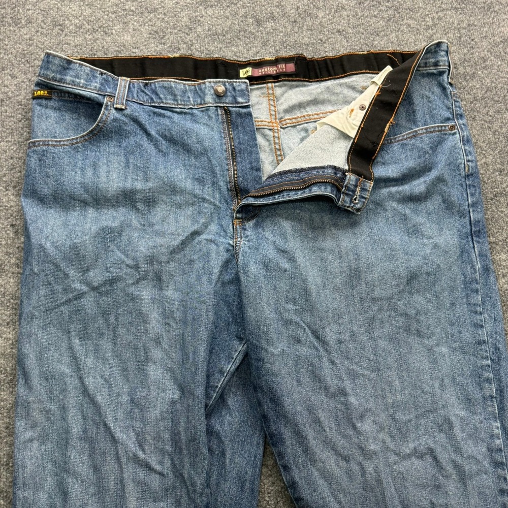 Lee Jeans Men's Size 44x30 Blue Straight Leg Denim Custom Fit Waistband Pants